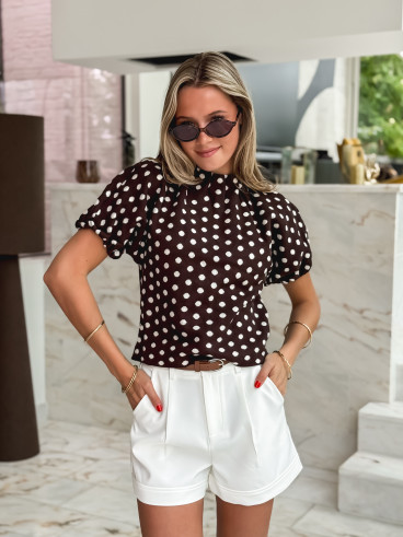 Pull à pois Shaima - Chocolat