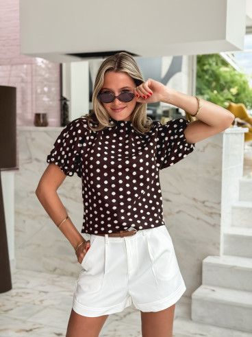Pull à pois Shaima - Chocolat