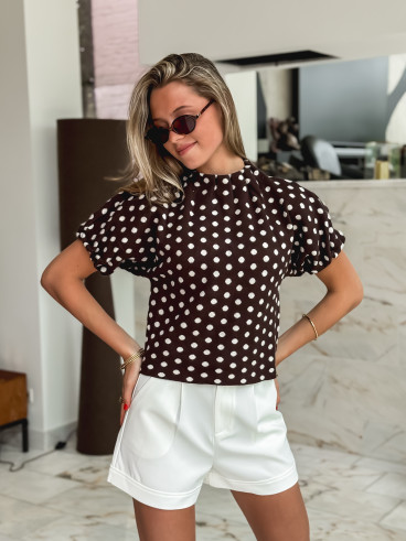 Pull à pois Shaima - Chocolat