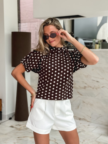 Pull à pois Shaima - Chocolat