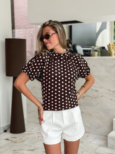 Pull à pois Shaima - Chocolat