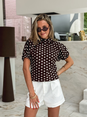 Pull à pois Shaima - Chocolat