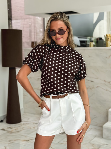 Pull à pois Shaima - Chocolat