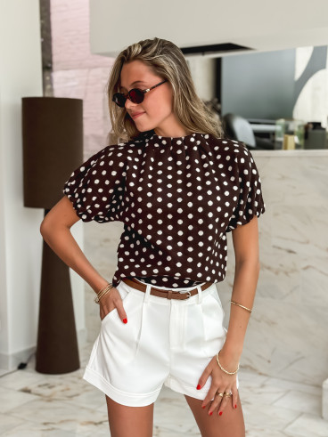Pull à pois Shaima - Chocolat