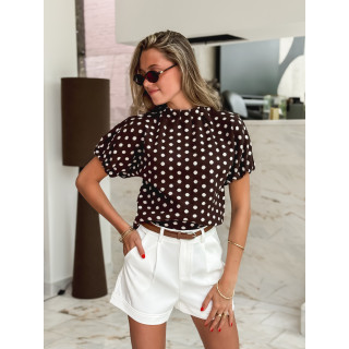 Pull à pois Shaima - Chocolat