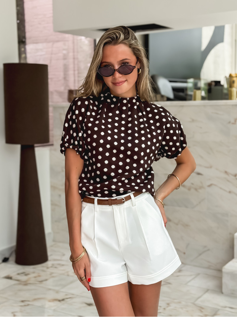 Pull à pois Shaima - Chocolat