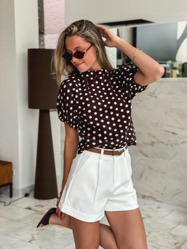Pull à pois Shaima - Chocolat