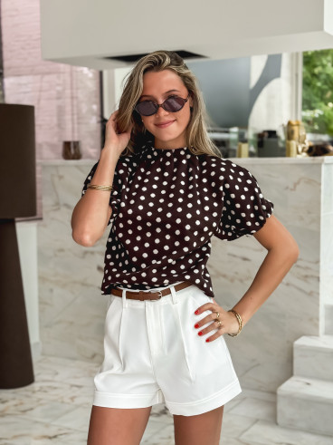 Pull à pois Shaima - Chocolat