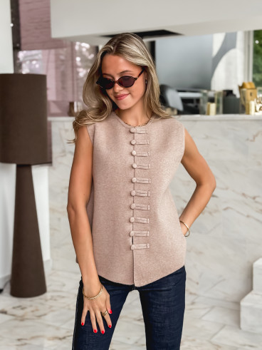 Gilet sans manches Kiana - Taupe Gilet sans manches Kiana - Taupe