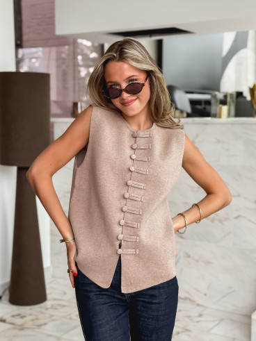 Gilet sans manches Kiana - Taupe Gilet sans manches Kiana - Taupe