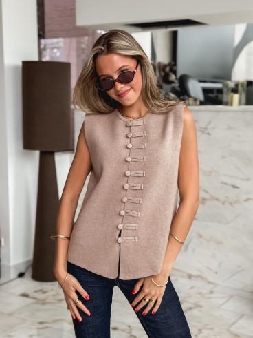 Gilet sans manches Kiana - Taupe Gilet sans manches Kiana - Taupe