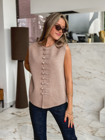 Gilet sans manches Kiana - Taupe Gilet sans manches Kiana - Taupe