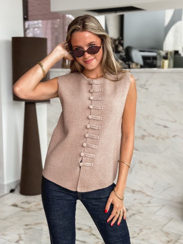 Gilet sans manches Kiana - Taupe Gilet sans manches Kiana - Taupe
