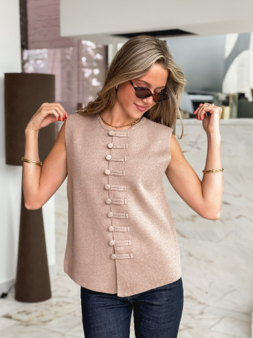 Gilet sans manches Kiana - Taupe Gilet sans manches Kiana - Taupe