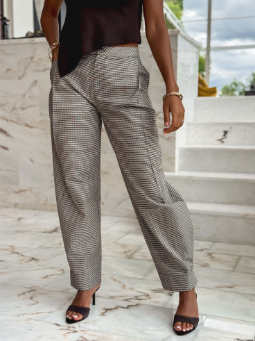 Pantalon à carreaux Yolande - Taupe Pantalon à carreaux Yolande - Taupe