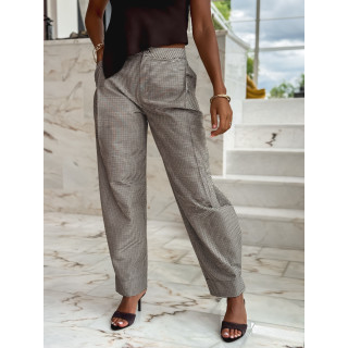 Pantalon à carreaux Yolande - Taupe