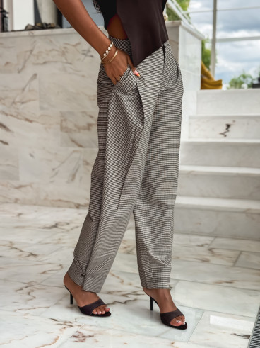Pantalon à carreaux Yolande - Taupe Pantalon à carreaux Yolande - Taupe