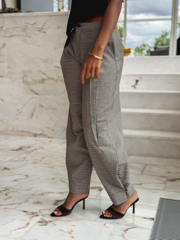 Pantalon à carreaux Yolande - Taupe Pantalon à carreaux Yolande - Taupe