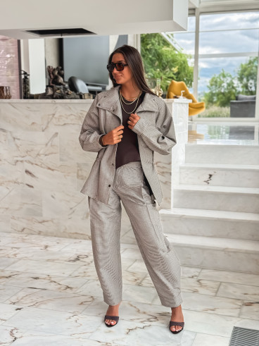 Pantalon à carreaux Yolande - Taupe Pantalon à carreaux Yolande - Taupe