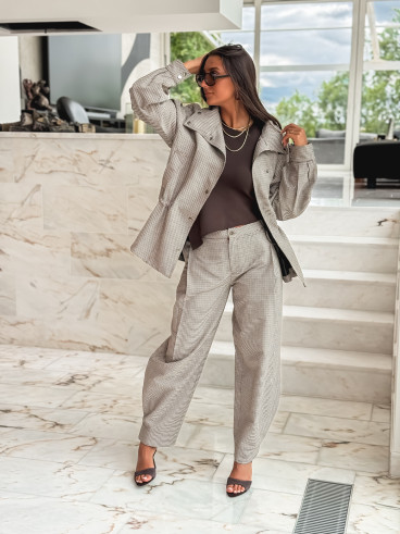Pantalon à carreaux Yolande - Taupe Pantalon à carreaux Yolande - Taupe