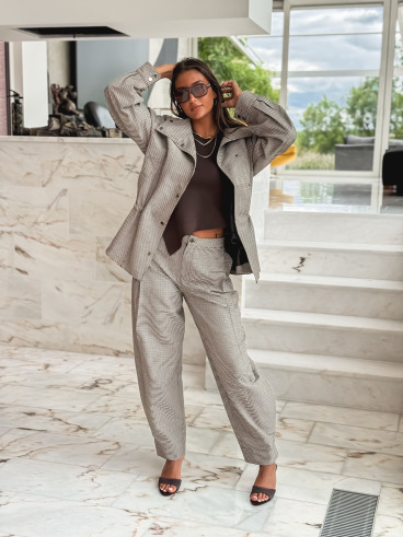Pantalon à carreaux Yolande - Taupe Pantalon à carreaux Yolande - Taupe