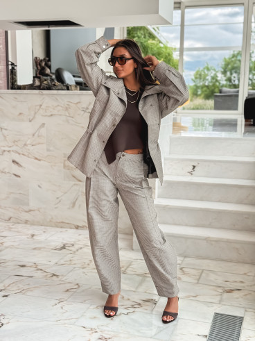 Pantalon à carreaux Yolande - Taupe Pantalon à carreaux Yolande - Taupe