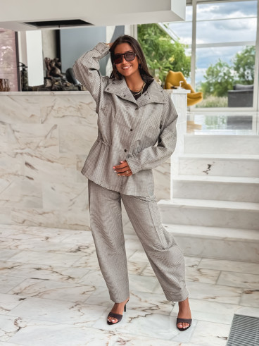 Pantalon à carreaux Yolande - Taupe Pantalon à carreaux Yolande - Taupe