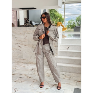 Veste à carreaux Yolande - Taupe