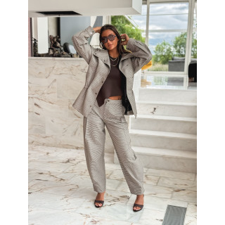 Veste à carreaux Yolande - Taupe