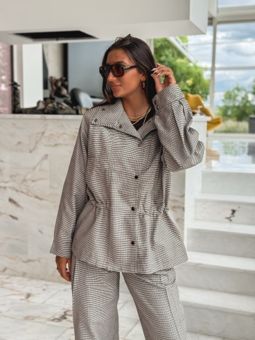 Veste à carreaux Yolande - Taupe
