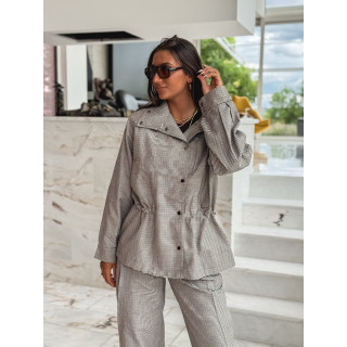 Veste à carreaux Yolande - Taupe