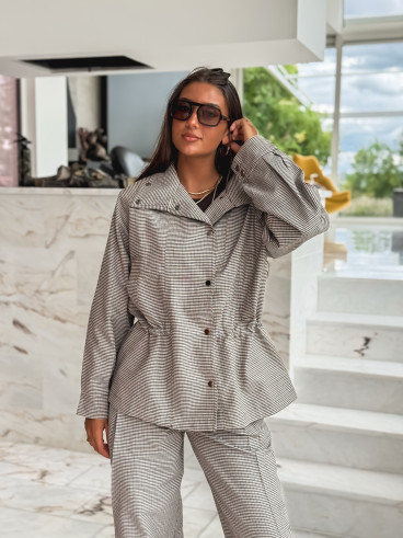 Veste à carreaux Yolande - Taupe