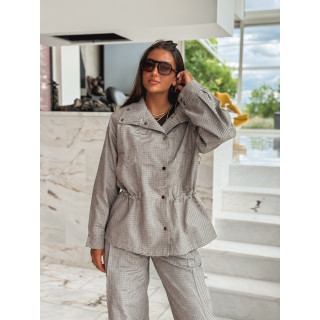 Veste à carreaux Yolande - Taupe