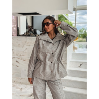 Veste à carreaux Yolande - Taupe