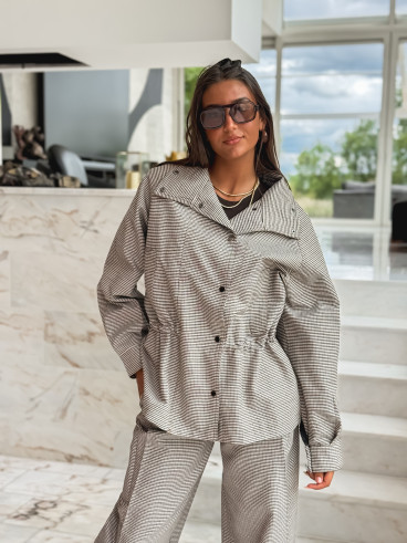 Veste à carreaux Yolande - Taupe