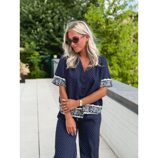 Blouse à pois Elodie - Bleu marine