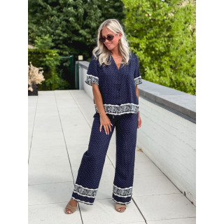 Blouse à pois Elodie - Bleu marine