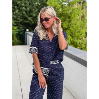 Blouse à pois Elodie - Bleu marine