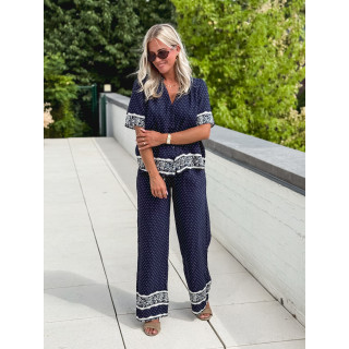 Pantalon à pois Elodie - Bleu marine