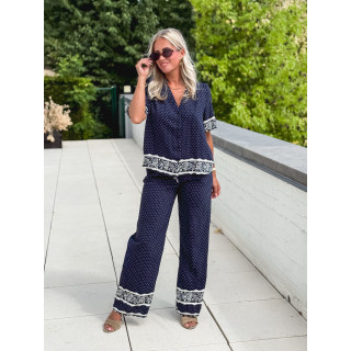 Pantalon à pois Elodie - Bleu marine