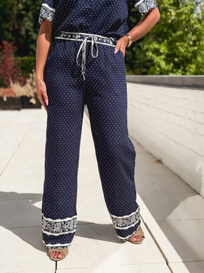 Pantalon à pois Elodie - Bleu marine