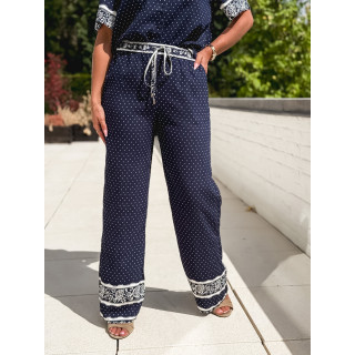 Pantalon à pois Elodie - Bleu marine