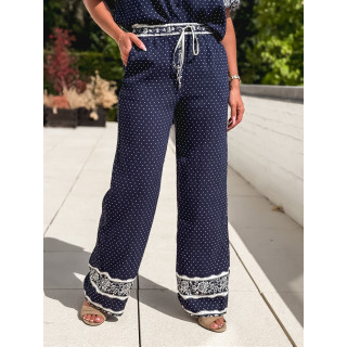 Pantalon à pois Elodie - Bleu marine