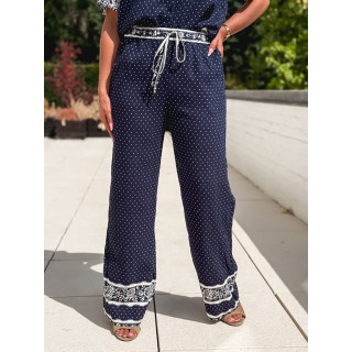 Pantalon à pois Elodie - Bleu marine