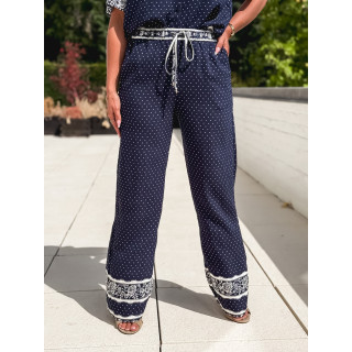 Pantalon à pois Elodie - Bleu marine