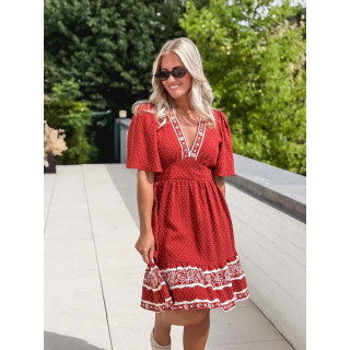 Robe courte à pois Elodie - Terracotta