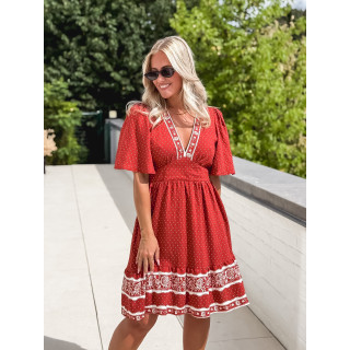 Robe courte à pois Elodie - Terracotta