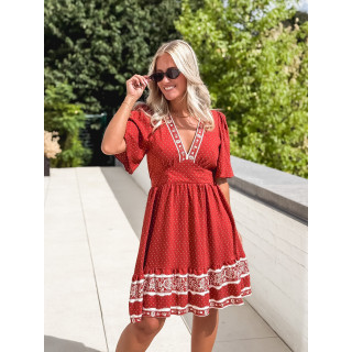 Robe courte à pois Elodie - Terracotta