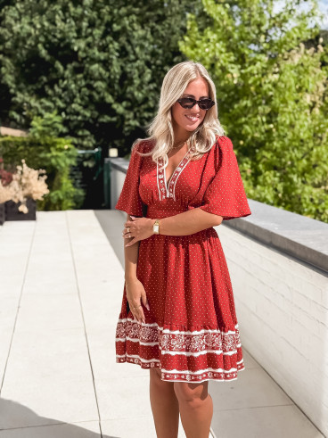 Robe courte à pois Elodie - Terracotta