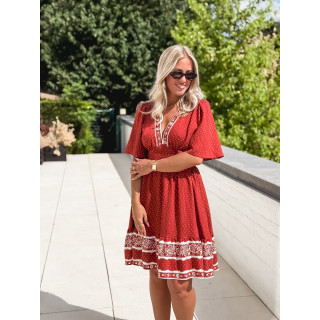 Robe courte à pois Elodie - Terracotta